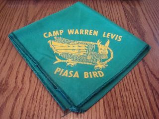 Vintage 70s Boy Scout Camp Warren Levis Piasa Bird Council Neckerchief