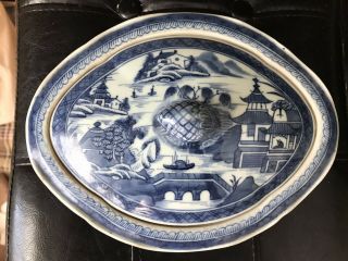 Antique Chinese Export Porcelain Canton Covered Bowl