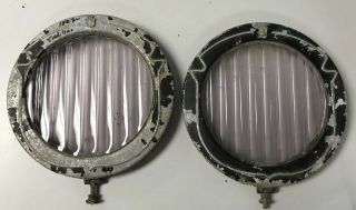 1920’s Vintage Cadillac Bausch & Lomb Headlight Lens And Bezels