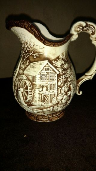 Ceramic Pottery Water Pitcher 7 1/2 " Tall 48 Oz