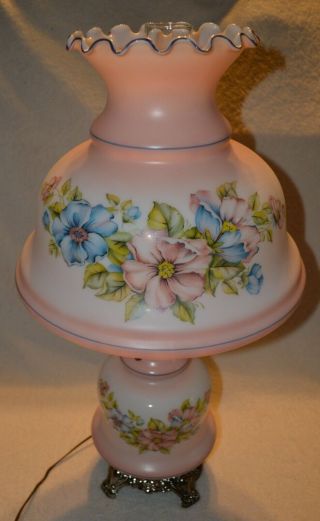 Vintage Gwtw Hurricane Table Lamp Floral Large 25 1/2 Inches Tall