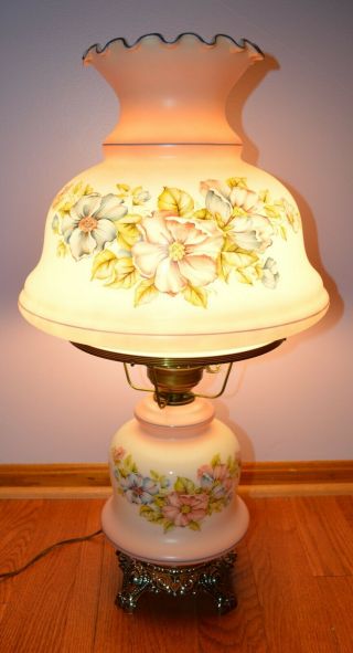 VINTAGE GWTW HURRICANE TABLE LAMP FLORAL LARGE 25 1/2 INCHES TALL 2