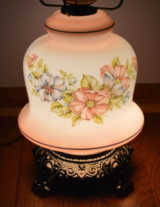 VINTAGE GWTW HURRICANE TABLE LAMP FLORAL LARGE 25 1/2 INCHES TALL 3