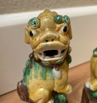 Antique Vintage Asian Chinese Porcelain Foo Dog Figurines Statues 6.  5” 2