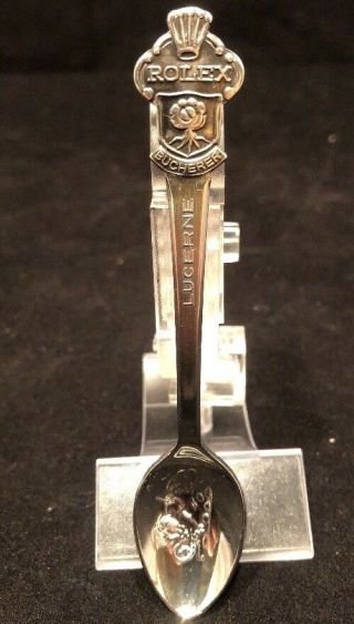 Vintage Rolex Souvenir Spoon Lucerne Bucherer Silverplate 4.  25 "