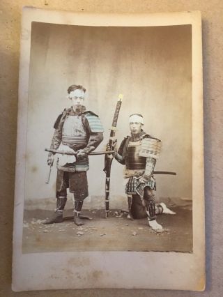 Rare 1860s - 70s Albumen Photograph Japanese Samurai Warrior