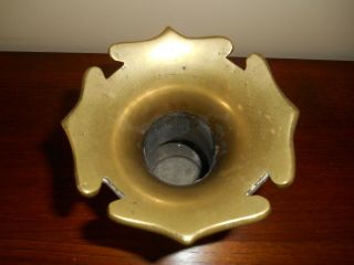 Cloisonne Antique Chinese brass & enamel floral vase w/ applied elephant handles 3