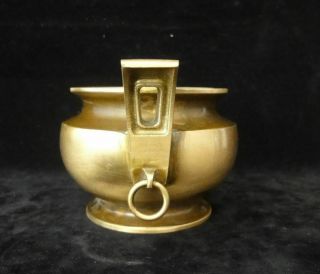 Old Chinese Golden Bronze Incense Burner Top Handles Censer Marked " Xuan "