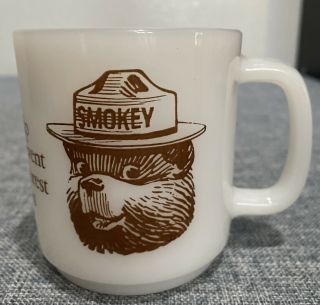 Vintage Smokey The Bear " Help Prevent Forest Fires " Glass Coffee Mug Cup