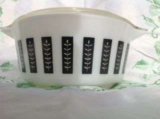 Vintage Pyrex Promotional Gourmet Casserole Black and White & Lid 1961 2