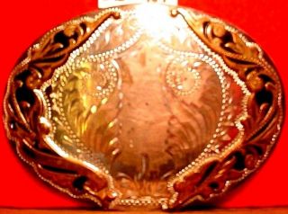 Vintage Comstock Silversmiths Reversible Hand Engraved Belt Buckle