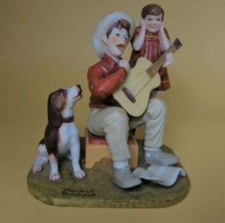 Norman Rockwell Figurine " Music Man " Danbury " Not Yet An American Idol "