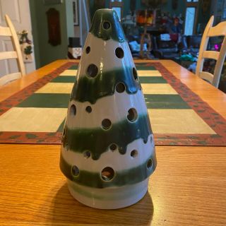 Vintage M A Hadley Pottery Christmas Tree Candle 10 " Green Signed Ceramic Rare