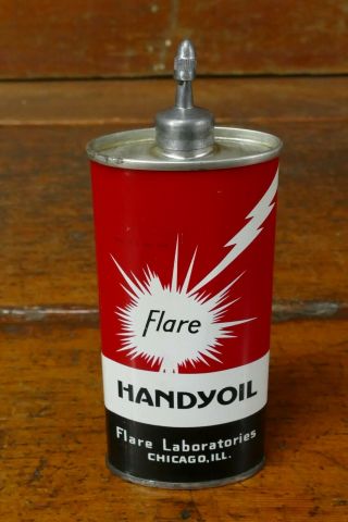 Vintage Flare Handy Oil 4oz Oval Lead Top Handy Oiler Oil Can - Household Tin