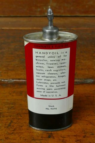 Vintage FLARE Handy Oil 4oz Oval Lead Top Handy Oiler Oil Can - Household Tin 3
