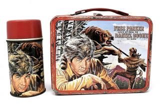 Rare Vintage 1965 Daniel Boone (fess Parker) Lunchbox And Thermos Complete Set