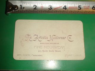 Zu063 Vintage Business Card Ad The Artistic Neckwear Co St.  Louis Mo