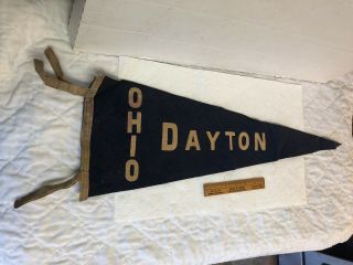 Antique Vintage 26 " Wool Felt Pennant Dayton Ohio With Applied Letters