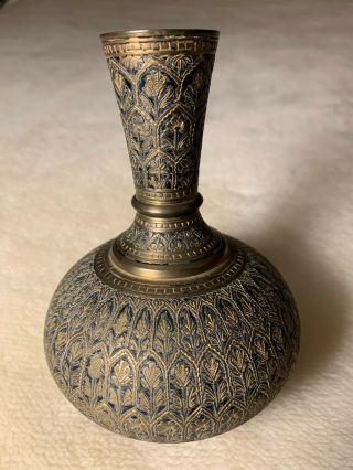 Mid 19th Century Hand - Crafted Middle Eastern Brass Vase