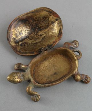 3 Antique Miniature Cast Iron & Bronze Turtle Tortoise Sculpture Figural Boxes 3