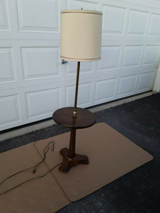 Gorgeous Frederick Cooper Vintage Floor Lamp With Built In Round Wood Table