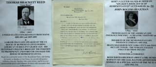 Gilded Age Speaker Us House Representatives Congressman Me Reed Letter Signed Vf