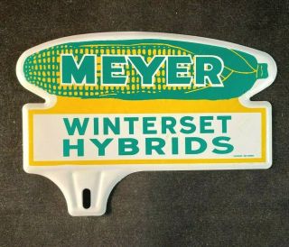 Vintage Meyer Winterset Hybrids License Plate Topper Rare Old Advertising Sign