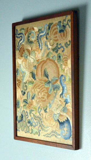Antique Chinese 19th Century Silk Embroidered framed forbidden stitch. 2