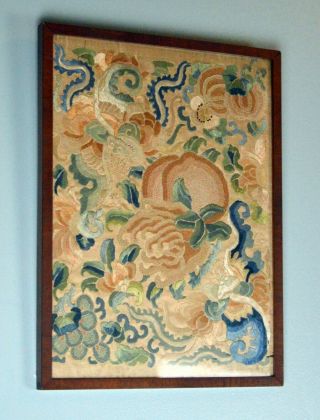Antique Chinese 19th Century Silk Embroidered framed forbidden stitch. 3