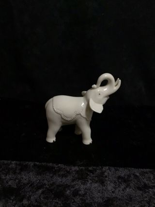 Vintage Lenox Mini White Elephant With Gold Accents