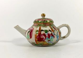 Chinese Cantonese Porcelain Miniature Teapot,  C.  1880.  Qing Dynasty.