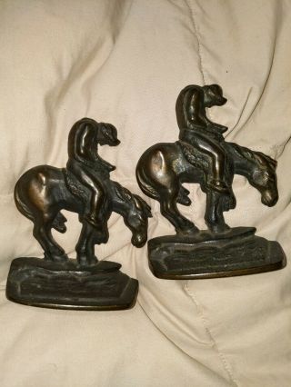 Pair Vintage End Of The Trail / Trail Of Tears Book Ends / Bookends