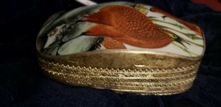 Antique Chinese Porcelain Shard Silver Plated Box With Unusual Birds