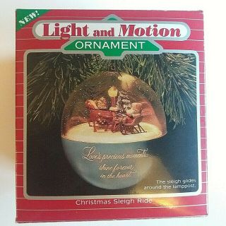 Hallmark Keepsake Light And Motion Holiday Ornament Christmas Sleigh Ride 1986