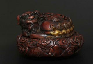 Perfect Antique Chinese Bronze Incense Burner Carved Dragon Qianlong Marked