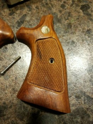 Vintage Smith & Wesson Factory Target Wood Grips K / L Frame Square Butt ? 3