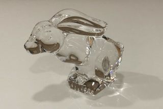 Steuben Glass Hare | Signed Crystal Paperweight | Hopping Bunny Rabbit