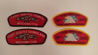 Boy Scouts Patch Chief Seattle Council Washington 2 Pair 35th Camp Brinkley C4