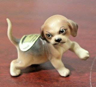 Rare 1959 Hagen Renaker Beagle Pup Beau Walking W/ Belle Sticker Dog
