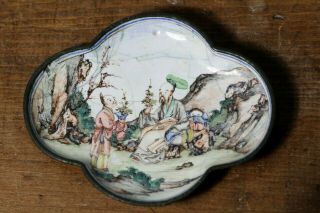 Finely Painted Antique Chinese Canton Enamel On Brass Dish - Signed 2