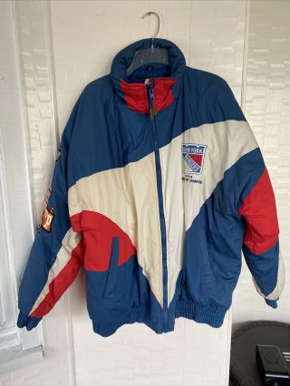 Vintage 1994 Stanley Cup Champion York Rangers Nhl Pro Layer Xl Puffy Jacket