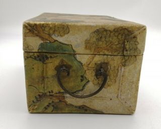 Chinese Pigskin Box Hand - Painted Vellum Oriental Jewellery Storage Antique 3