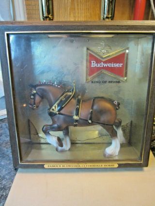Vintage Budweiser Clydesdale Horse Bar Lighted Sign Beer Advertising Antique