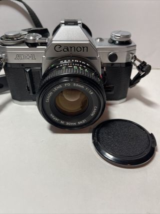 Vintage Canon Ae - 1 Film Camera 35mm W/ Canon Fd 50mm F1.  8 Lens Japan