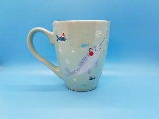 Sheffield Home Narwhal Holiday Coffee Mug Tea Cup Blue 16oz Ceramic Fish Winter