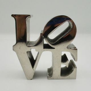 Love Paperweight Robert Indiana Pop Art 1970s Sculpture Metal 3 1/8 " Vintage