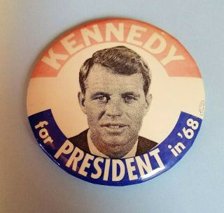 Vintage 1968 Political Campaign Button Pin Kennedy For President Robert F.