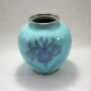 Vintage Japanese Ando Cloisonne Floral Design Globular Vase