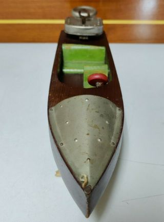 Vintage 1930s Wooden Lindstrom Wind - up Toy Boat 3