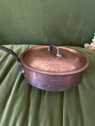 Vintage Mauviel By Williams Sonoma Copper 9.  5 " Saute Pan W/lid Bronze Handle